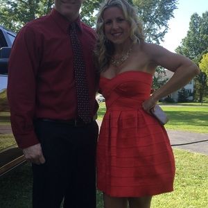 Red strapless doll dress